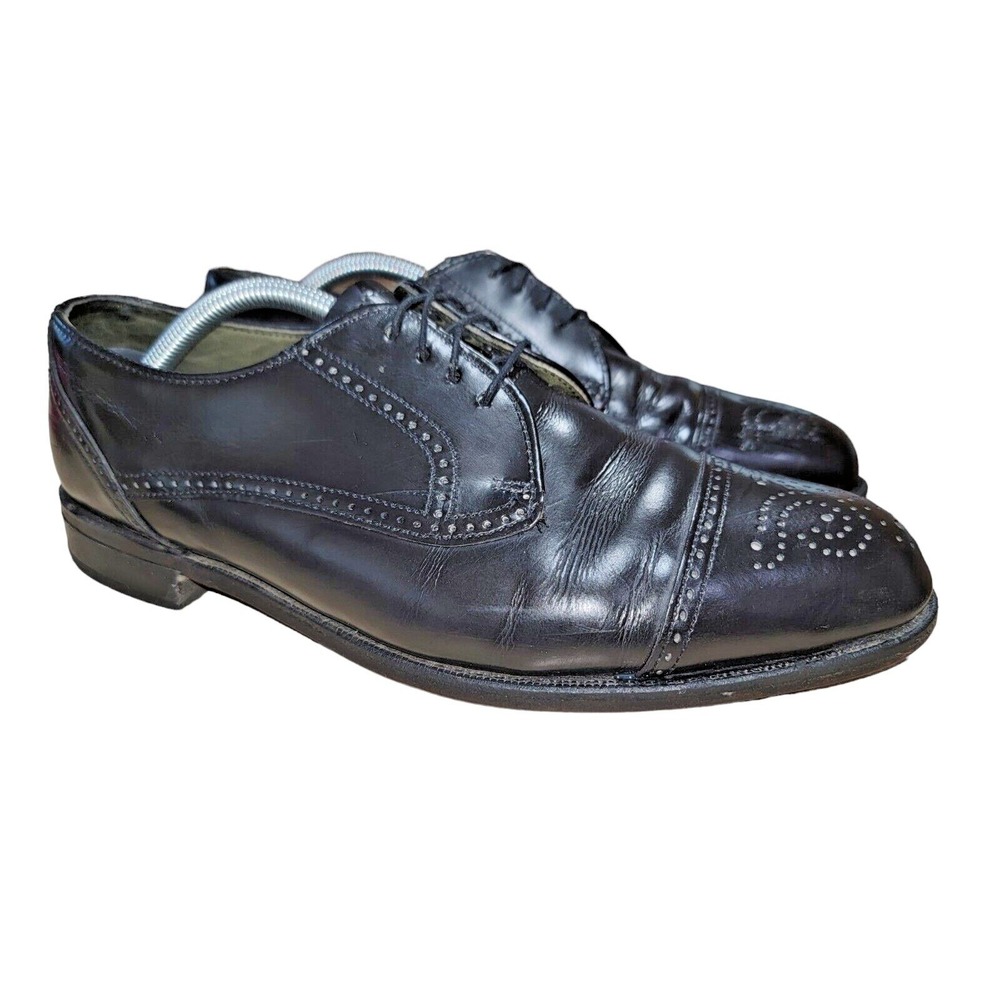 Dexter Men's Wing Tip Black Leather Oxford Broguing Dress Shoes Size 10.5 M USA